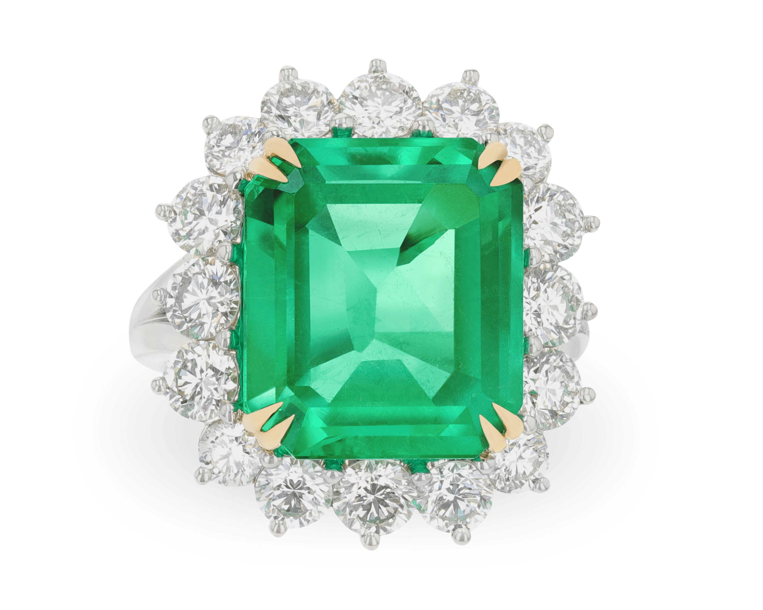 Emerald-Cut Colombian Emerald and Diamond Ring