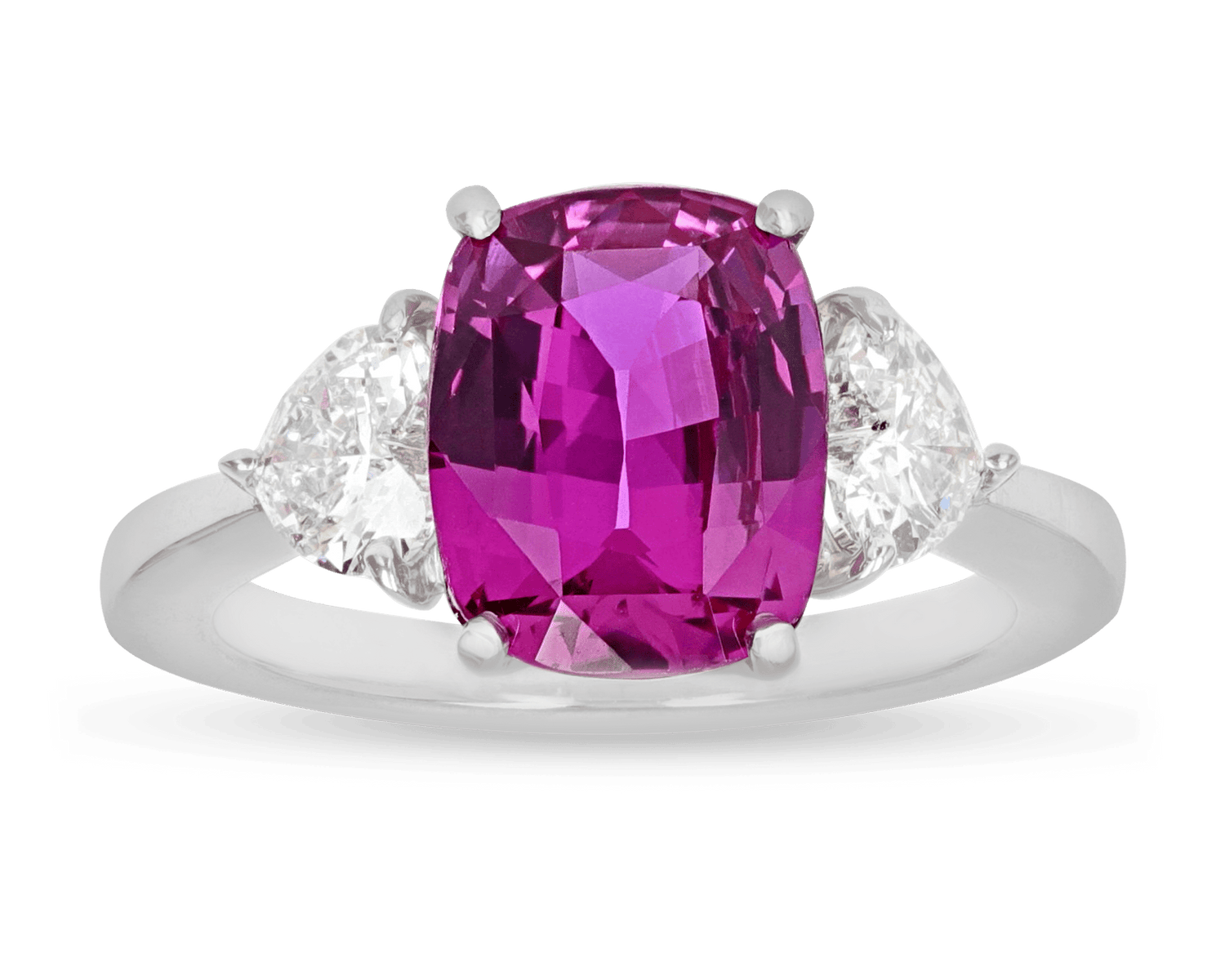 Oscar Heyman Purplish-Pink Ceylon Sapphire Ring, 3.94 Carats