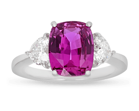 Oscar Heyman Purplish-Pink Ceylon Sapphire Ring, 3.94 Carats