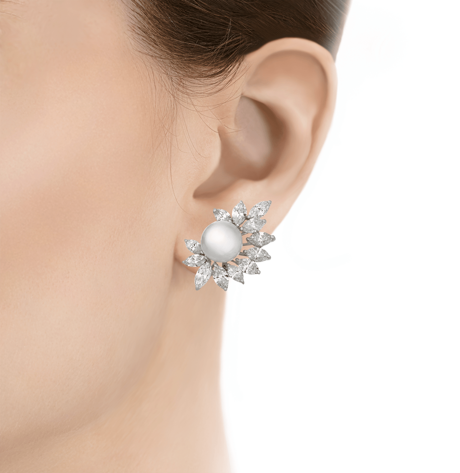 South Sea Pearl and Diamond Climber Earrings