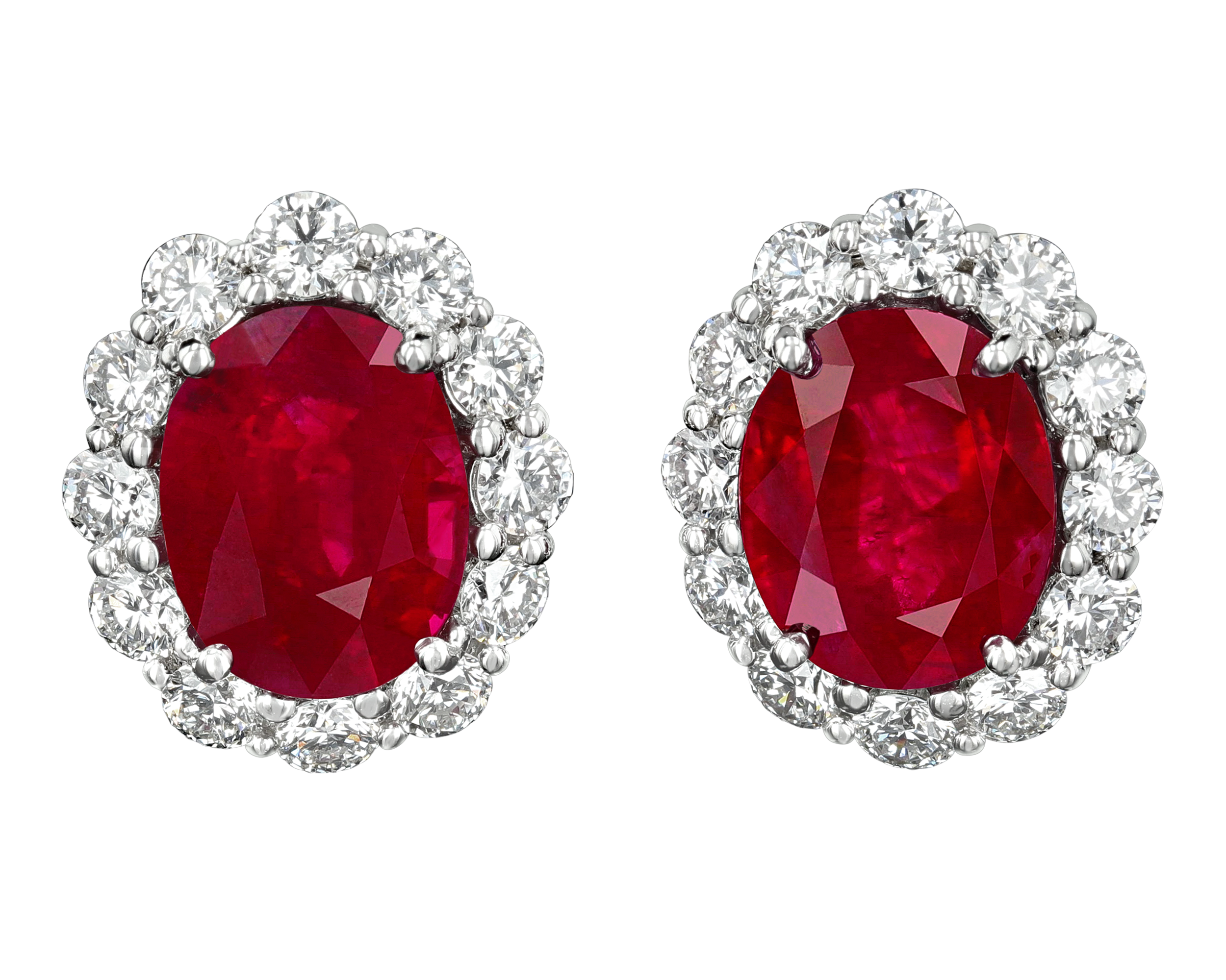 Oval Burma Ruby Earrings, 8.58 Carats