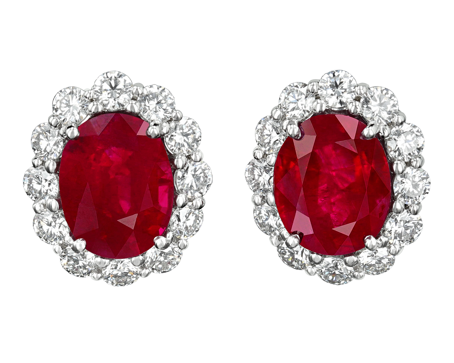 Oval Burma Ruby Earrings, 8.58 Carats