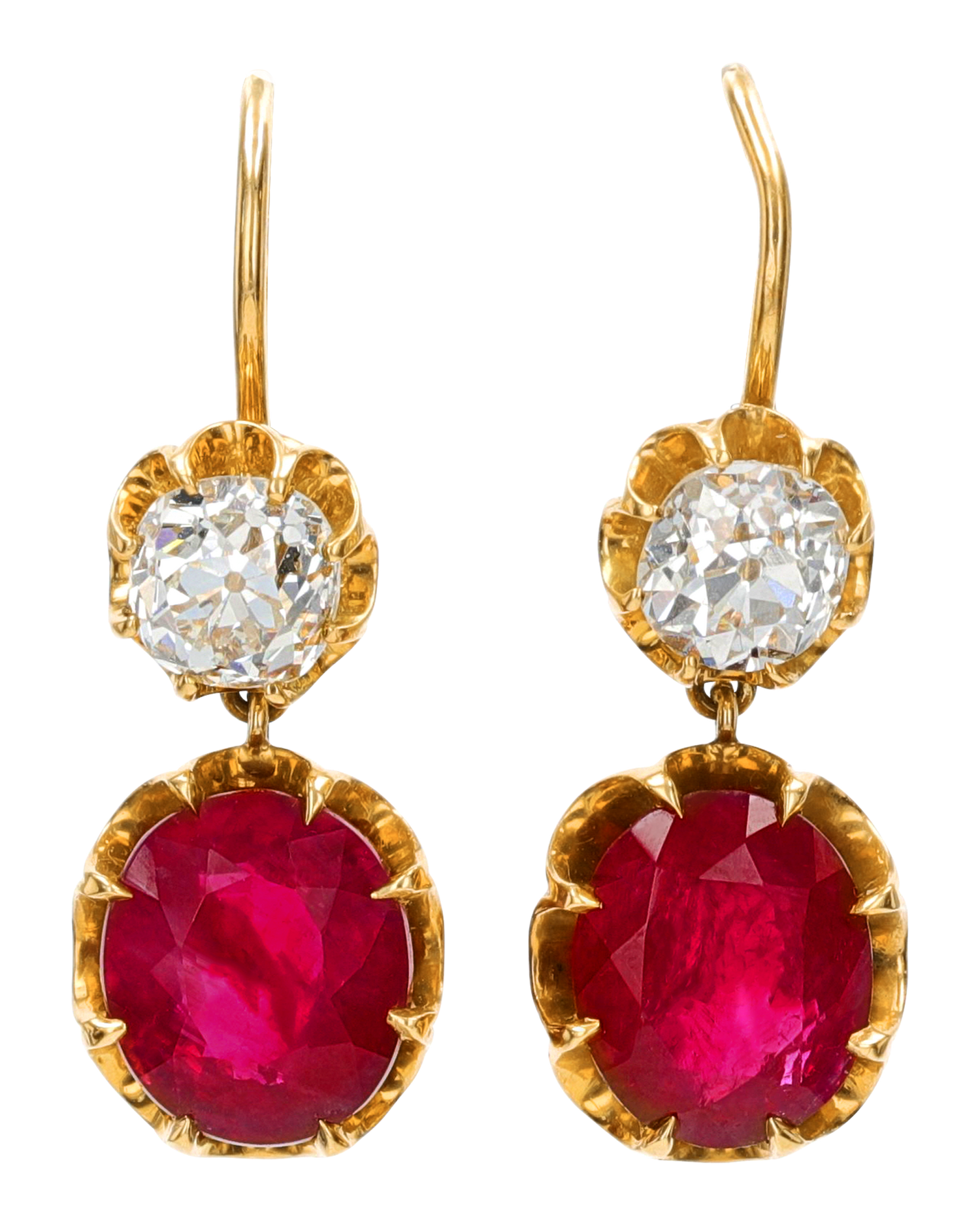 Victorian Burmese Ruby and Diamond Earrings