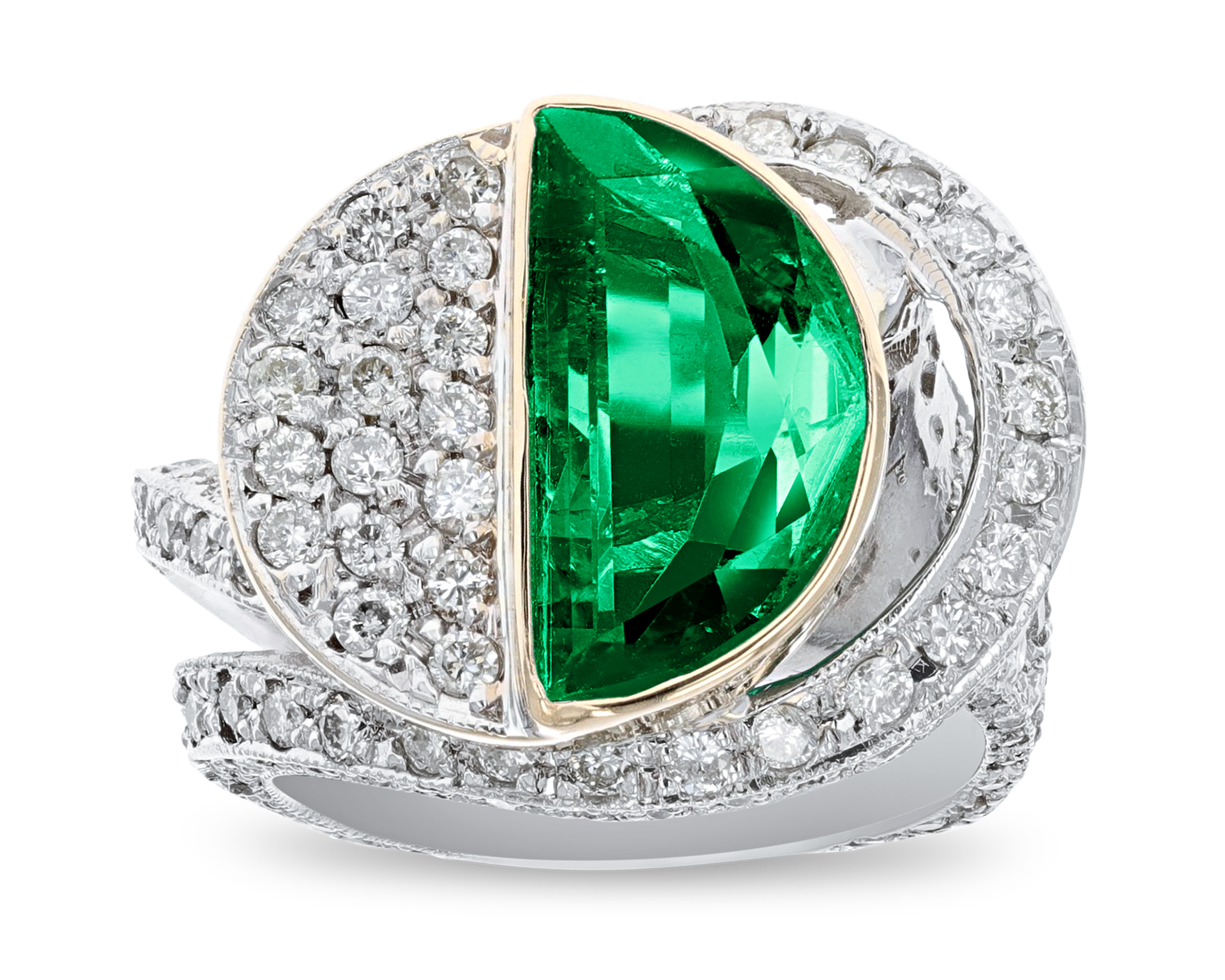 Colombian Emerald and Pavé Diamond Ring