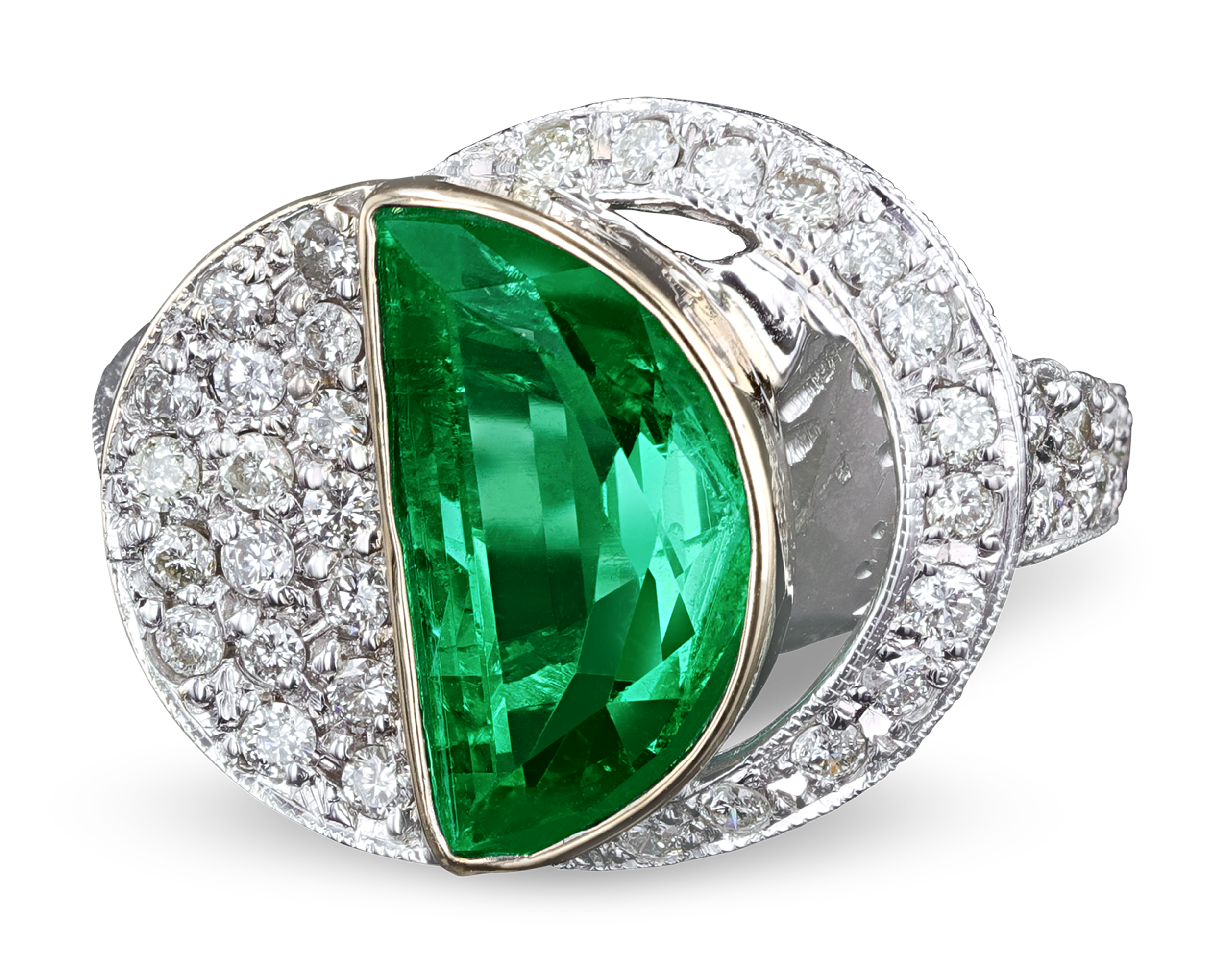 Colombian Emerald and Pavé Diamond Ring