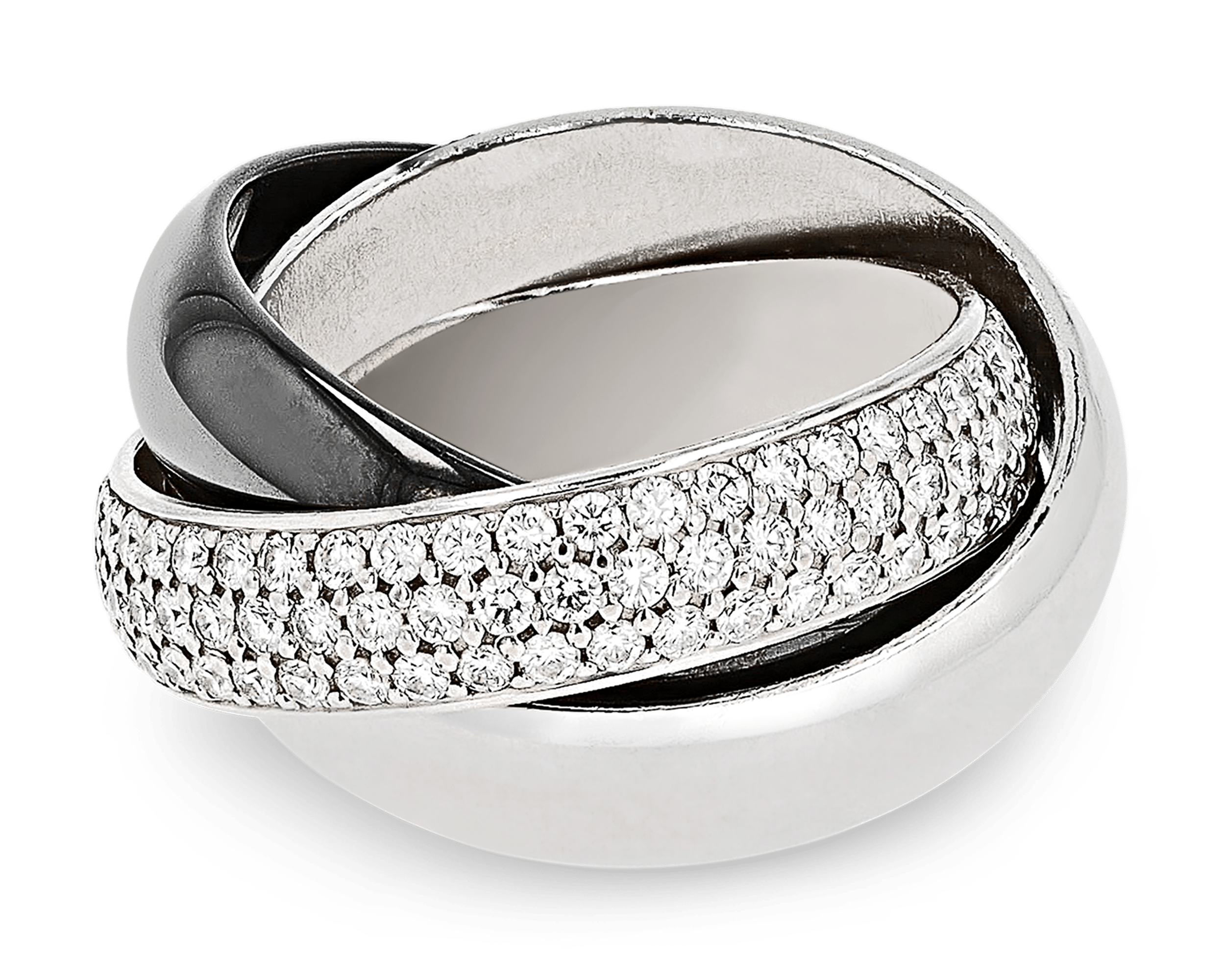 CRN4778300 - Trinity ring, large model - White gold, yellow gold, rose  gold, diamonds - Cartier