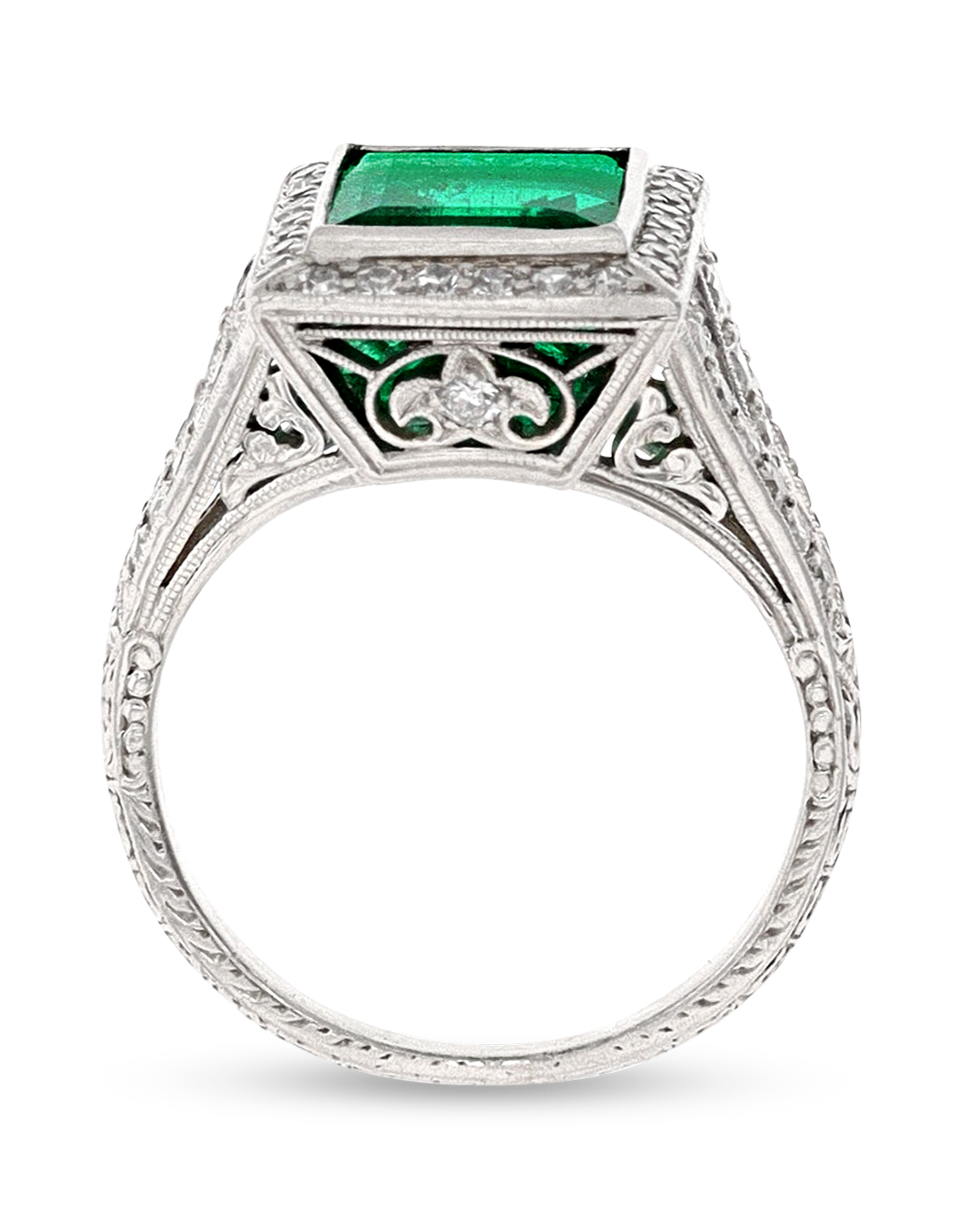 Colombian Emerald Art Deco Ring, 4.00 Carats