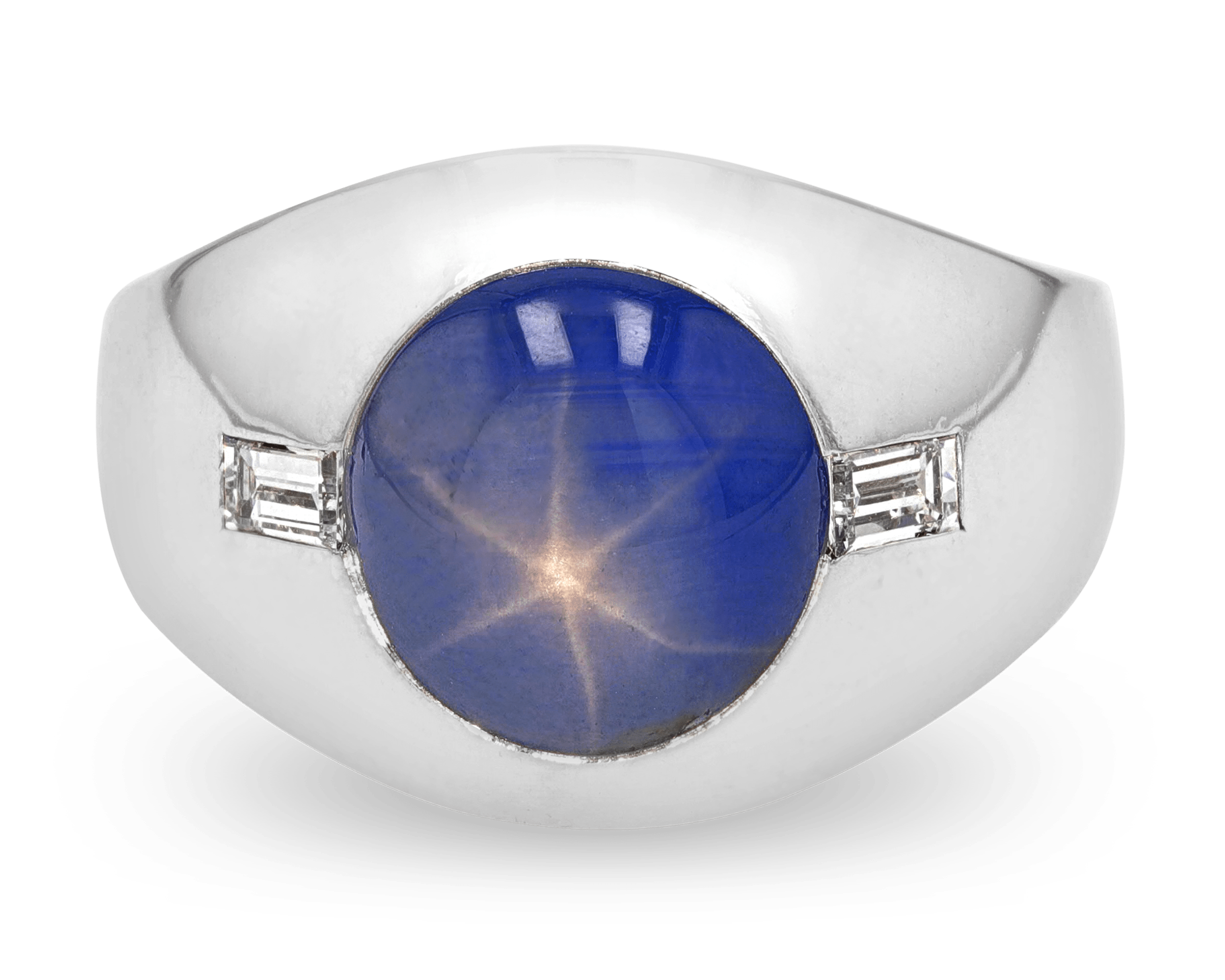 10k White Gold Light Blue Created Star Sapphire Ring Size 6