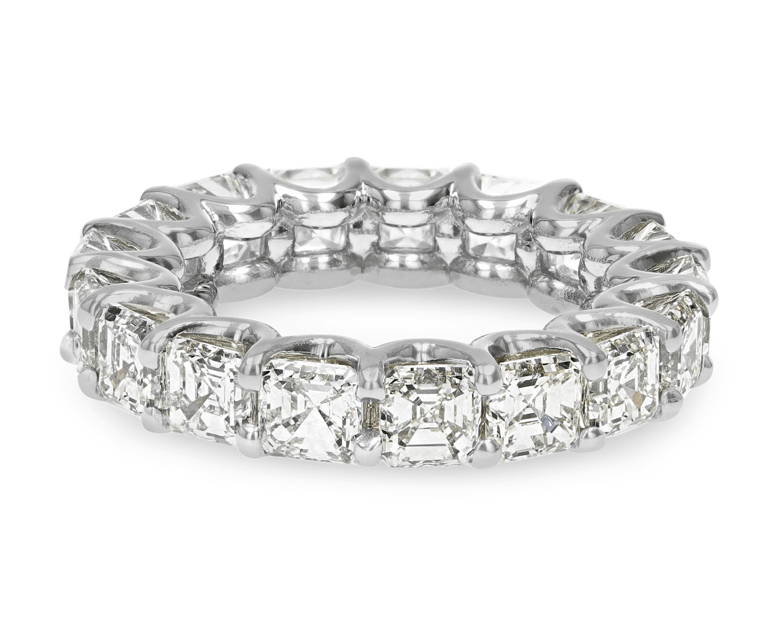 14k White Gold Art Deco Style Asscher Cut Diamond Wedding Band - 1800 Loose  Diamonds