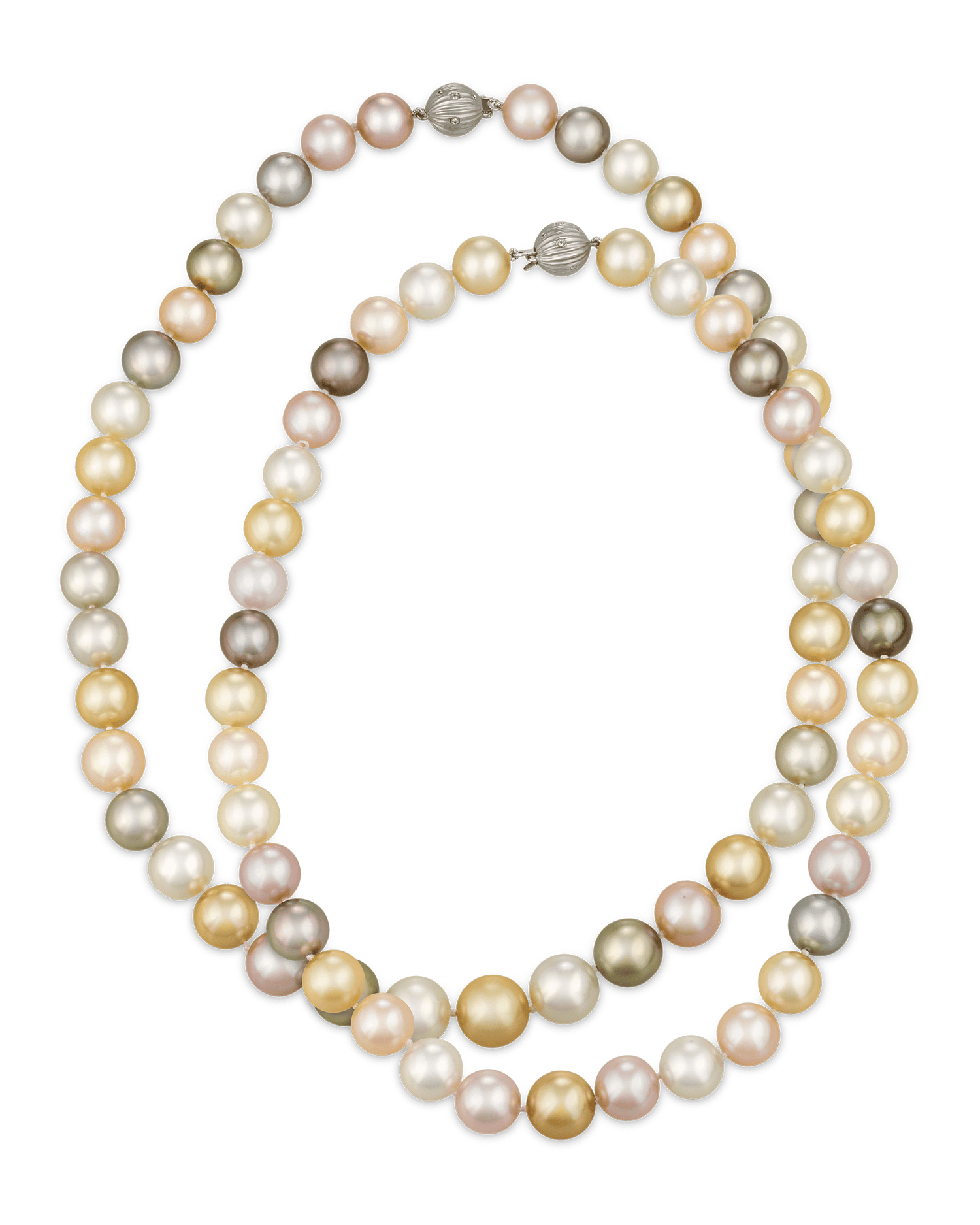 Double Strand Cultured Pearl Necklace Custom 18K Gold Clasp