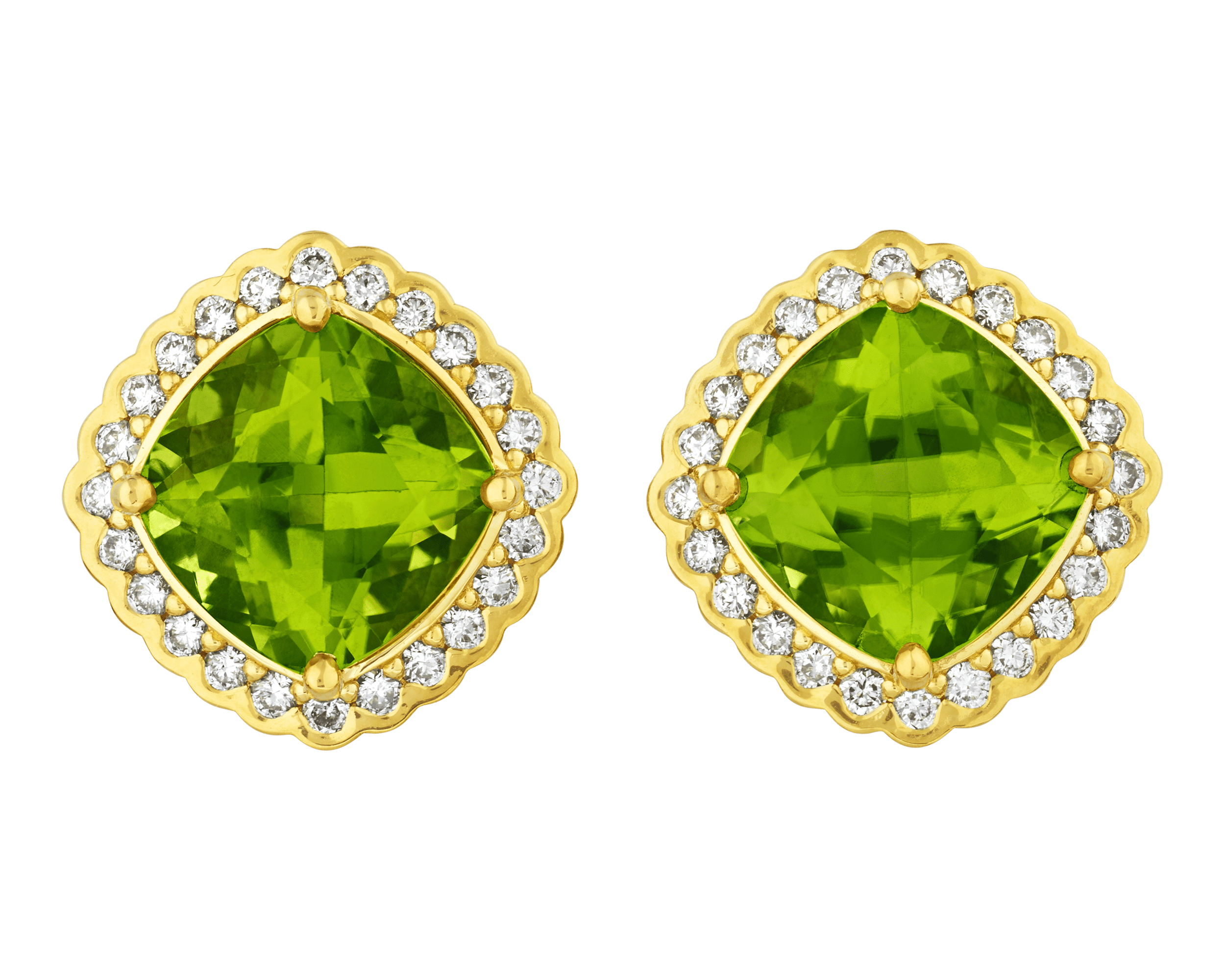 Burmese Peridot Earrings, 7.40 Carats