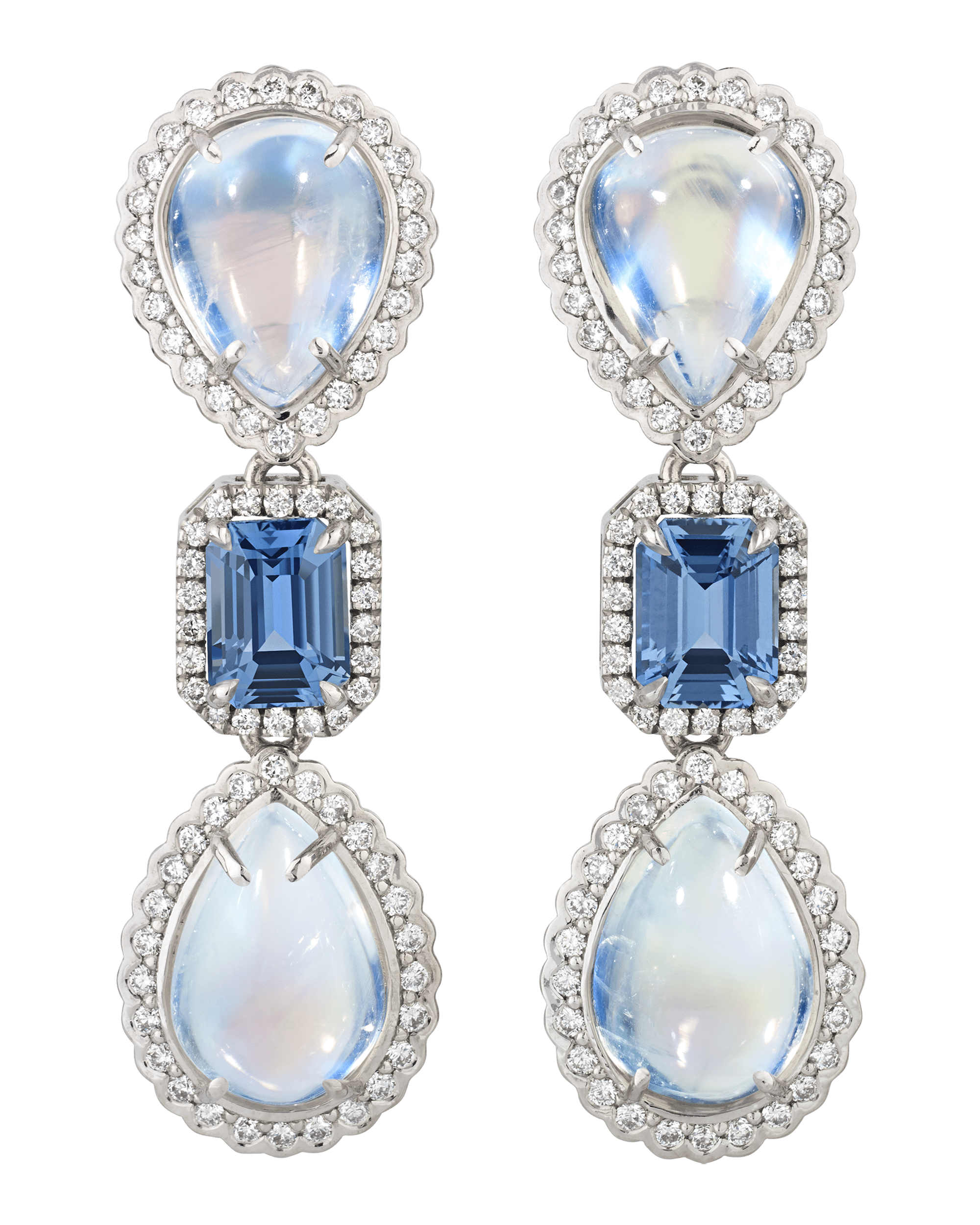 Moonstone and Sapphire Earrings
