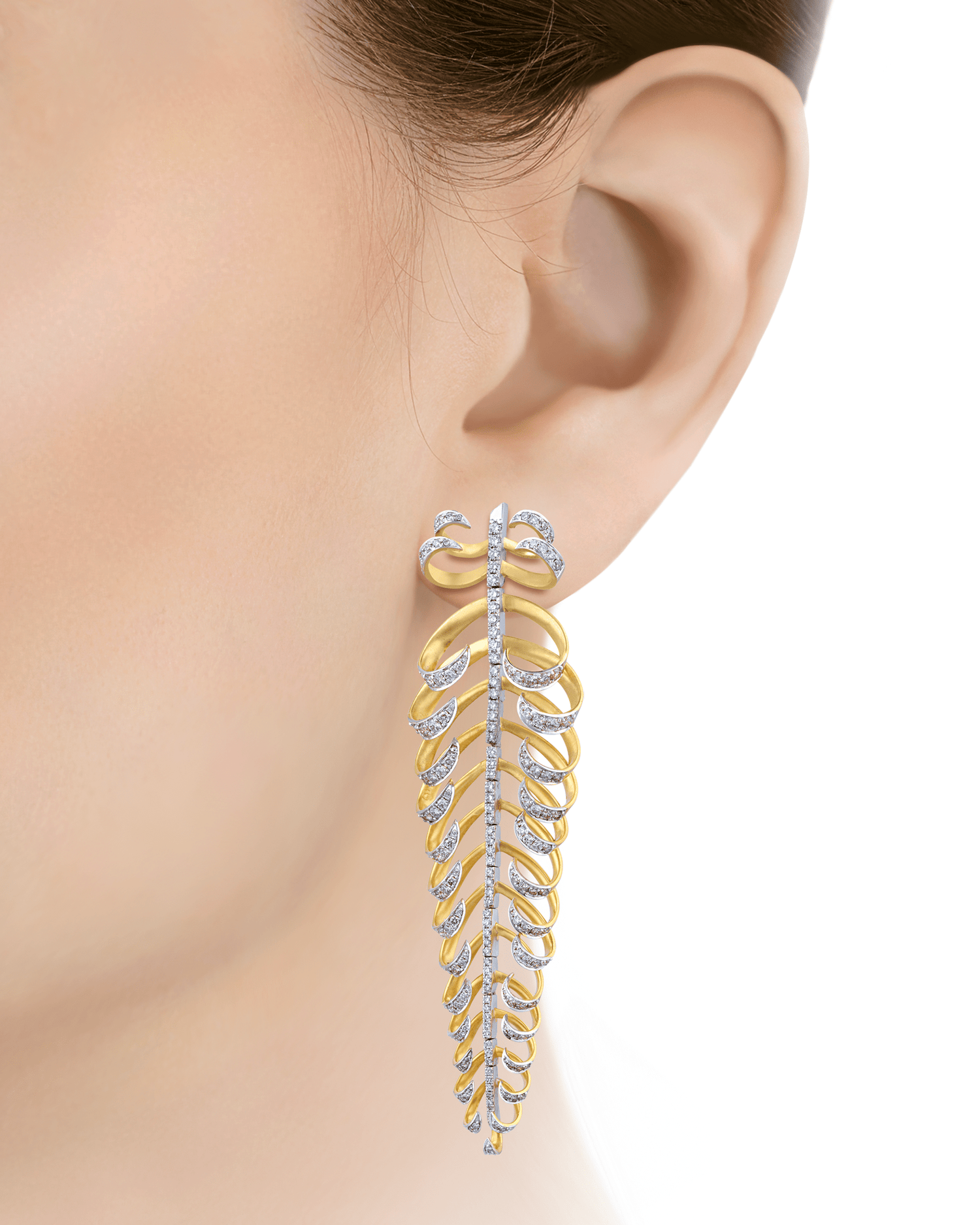 Diamond and Gold Earrings, 4.19 Carats