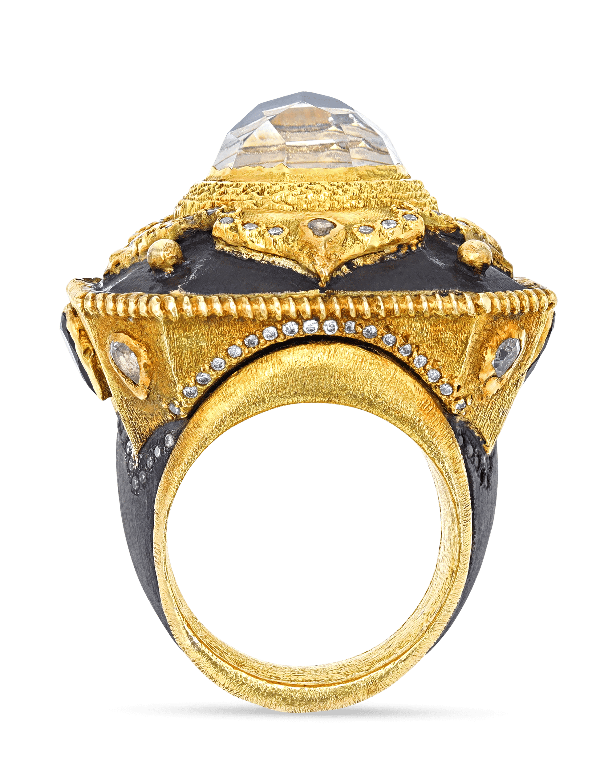 Quartz Briolette Diamond Ring