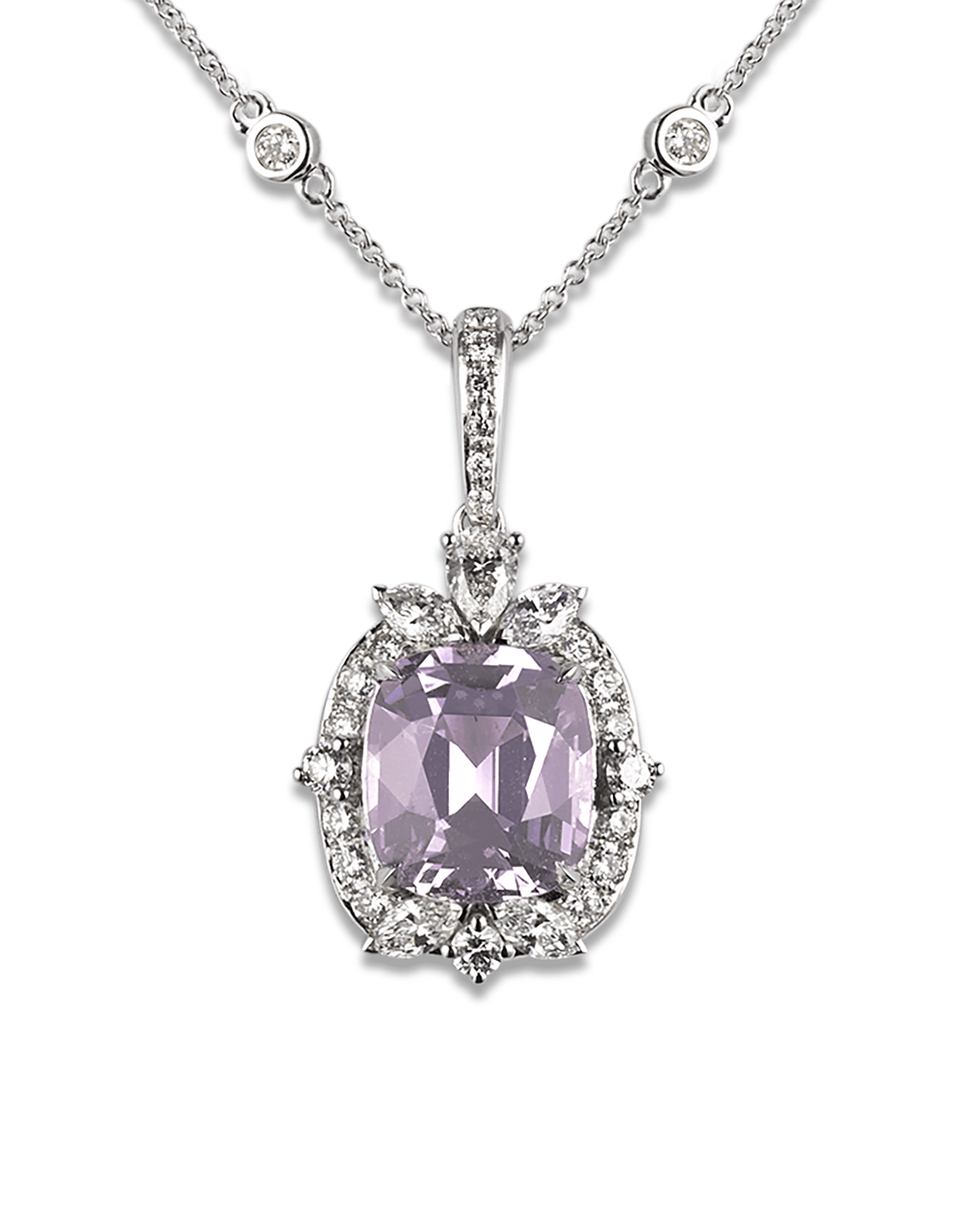 Lavender Spinel Pendant Necklace, 5.51 Carats