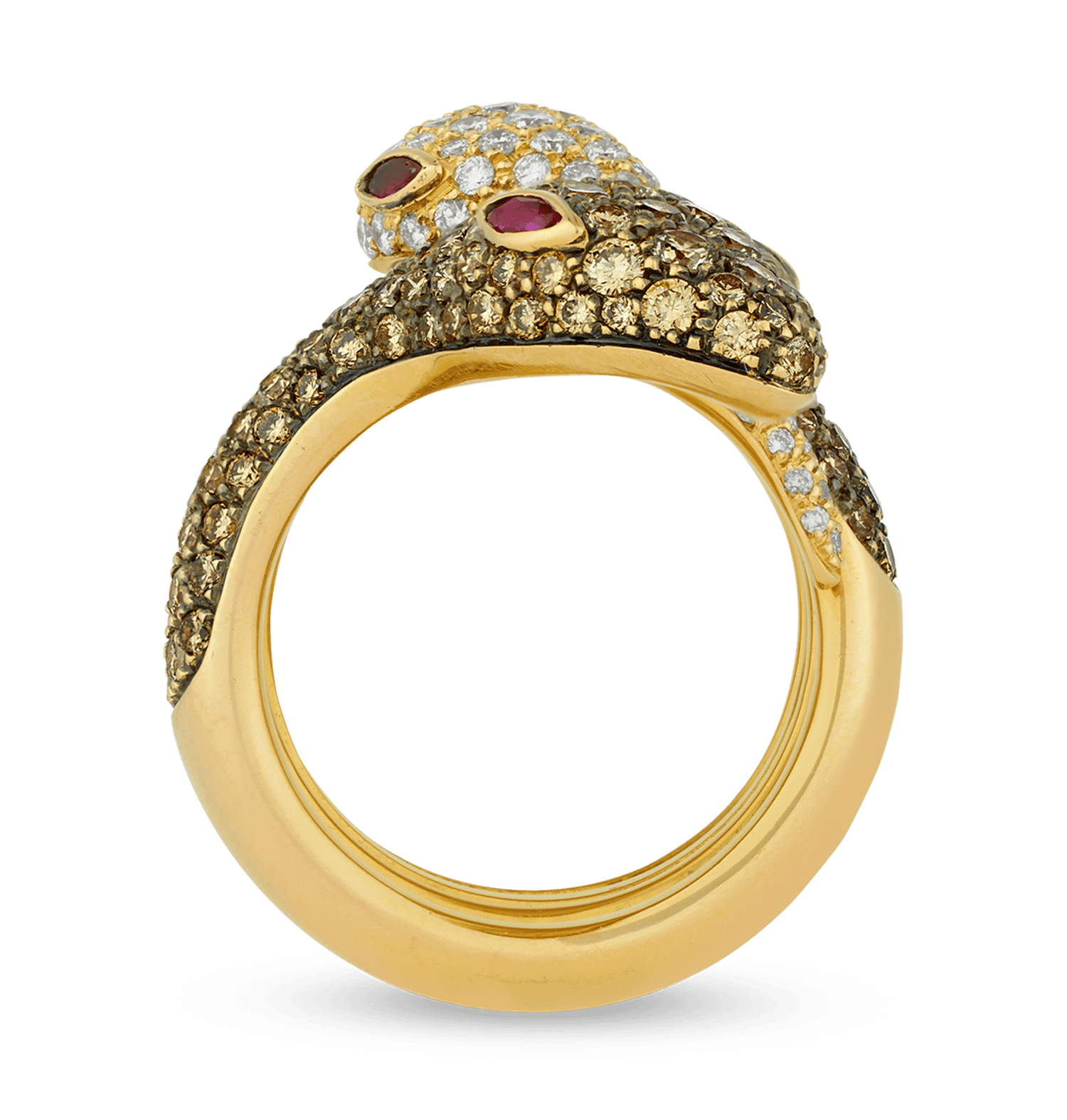 Gold, Diamond and Ruby Snake Ring