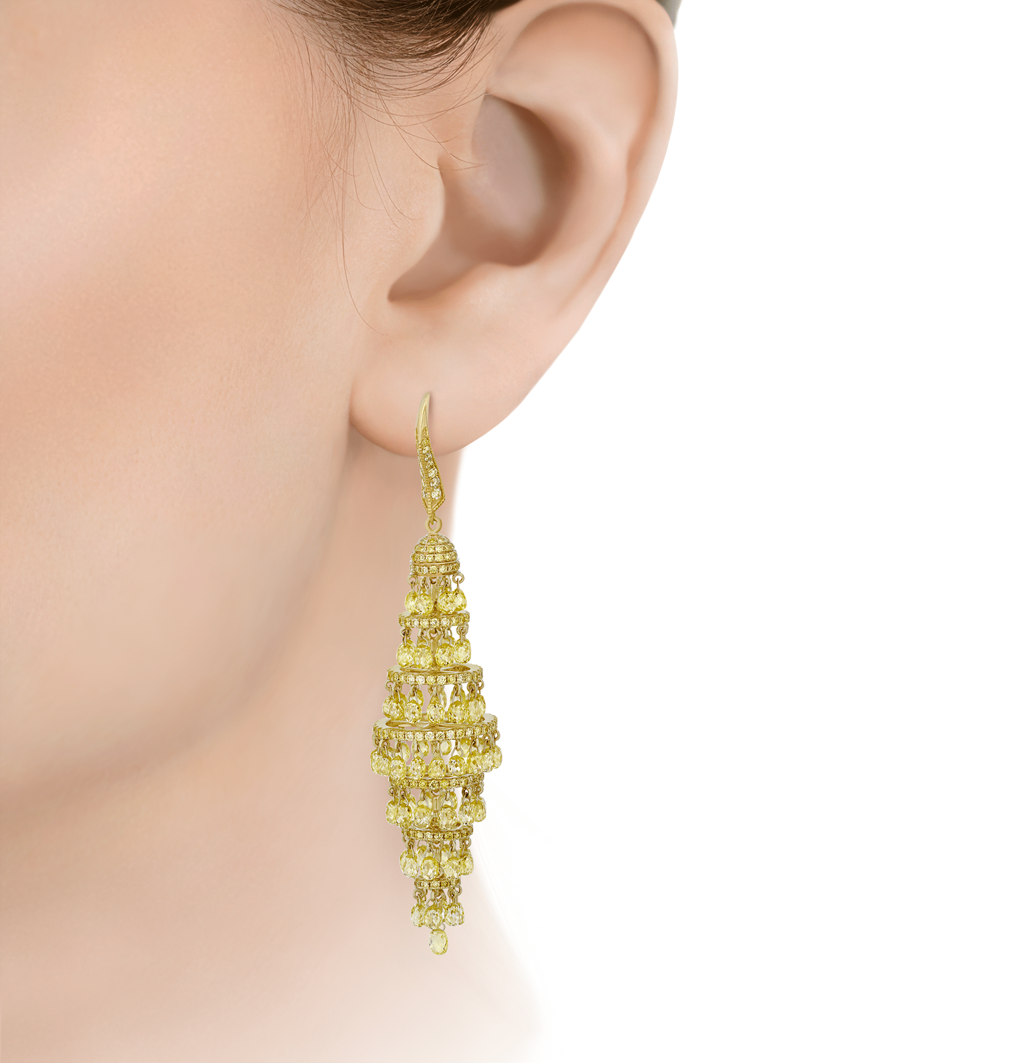 Fancy Yellow Diamond Chandelier Earrings, 19.82 Carats