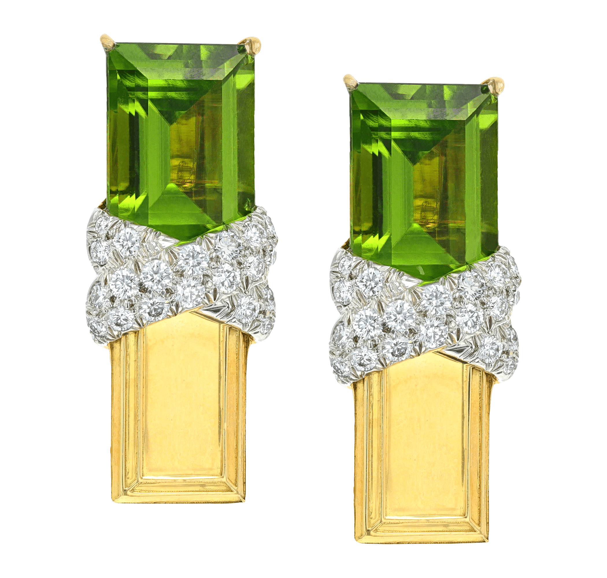 David Webb Peridot and Diamond Earrings