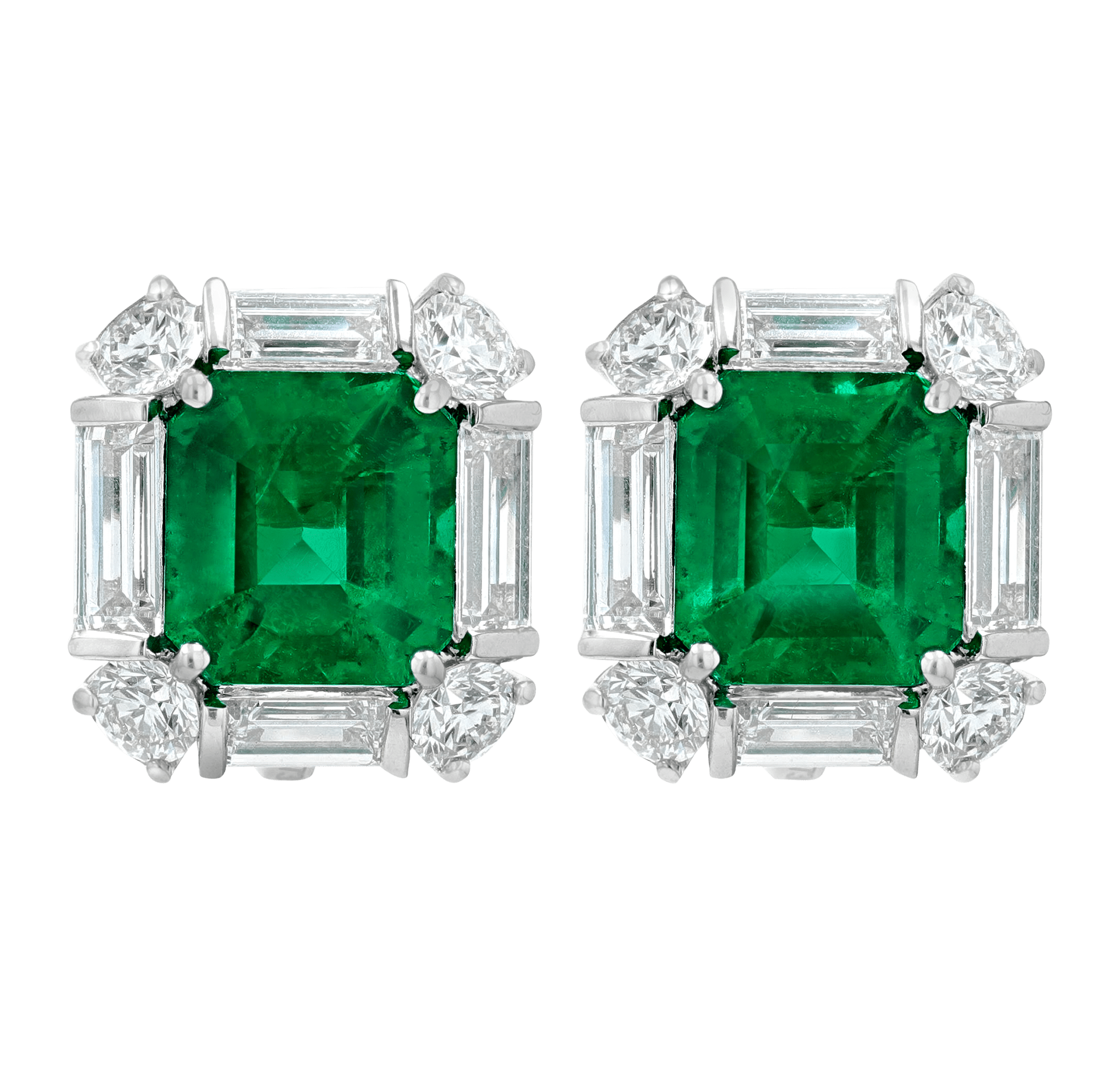 Colombian Emerald Earrings, 4.34 Carats